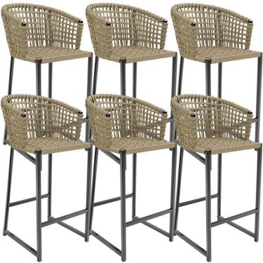 Imagem de Kit 06 Banqueta Área Gourmet Cozinha Varanda D04 Bege