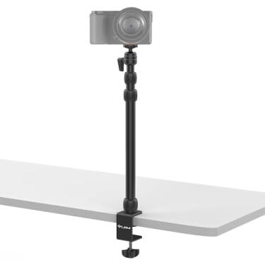 Imagem de Suporte de mesa para câmera VIJIM LS10 com cabeça esférica de 0,64 cm, suporte de luz ajustável de 40,64 cm a 85,88 cm, braço de grampo C para câmera DSLR, anel de luz, transmissão