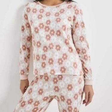 Imagem de Pijama Hering Fem Longo em Malha Flamê Flores 7C0A1ZEN-Feminino