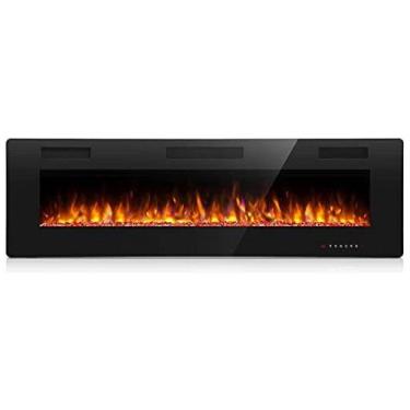 Imagem de Lareira Elétrica de Embutir A45x172L com Controle Remoto, Digital e Luz LED, Chamas Multicolorida e Temporizador, 1500W, 110v, ANTARCTIC STAR, Preto