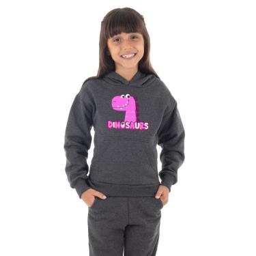 Imagem de Moletom Infantil Canguru Menina Dinossauro Pink Benellys-Feminino