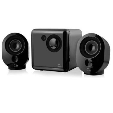 Imagem de Caixas de Som 2.1 Com Subwoofer 15w RMS Alimentação USB Conexão P2 Controle de Volume e Graves Grafite - SP166 SP166