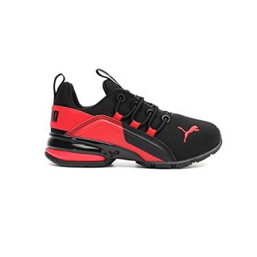 Imagem de PUMA Tênis de corrida infantil unissex Axelion sem cadarço, Preto/vermelho de alto risco, 3 Little Kid