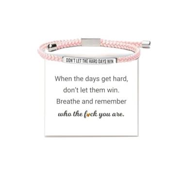 Imagem de Pulseira Dont Let The Hard Days Win, feita à mão, trançada, ajustável, de aço inoxidável, inspiradora, com tubo God Is In Control para mulheres, meninas, presentes de Natal/Aniversário, joias, 7.2, Aço inoxidável, Sem pedras preciosas
