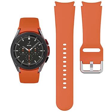Imagem de KIMAIXA Pulseira para Galaxy Watch 5 de 40 mm e 44 mm/Galaxy Watch 5 Pro Band 45 mm/Galaxy Watch 4 de 40 mm e 44 mm/Galaxy Watch 4 Classic Band 42 mm 46 mm, pulseira esportiva de silicone de 20 mm para mulheres e homens, laranja