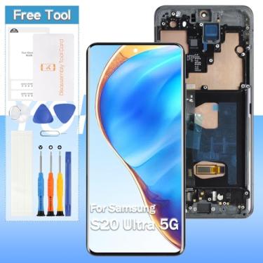 Imagem de (OLED) Substituição de tela para Samsung Galaxy S20 Ultra 5G/S20 Ultra 4G SM-G988U, SM-G988A, SM-G988W Display LCD Touch Digitalizador com Ferramentas (Preto com Moldura)