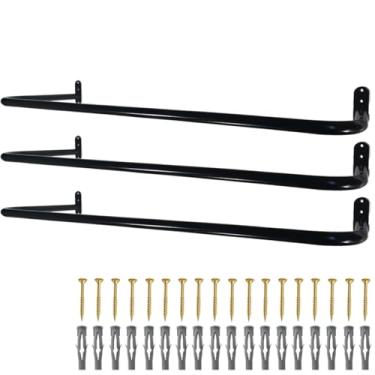 Imagem de 3 Araras Para Loja Cabideiros Fixos De Parede 80cm Closet Organizado (Preto)