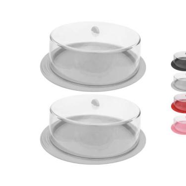 Imagem de Kit 2 Boleira c/ Tampa Plástica Bolos Gourmet Decoração 30cm - Plas Tu