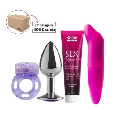Imagem de Kit Plug Anal Tamanho P + Sex Intense Gel Excitante Feminino + Anel Es