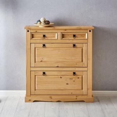 Imagem de Sapateira Madeira 2 Portas Basculantes 2 Gavetas 16 Pares - IDIMEX