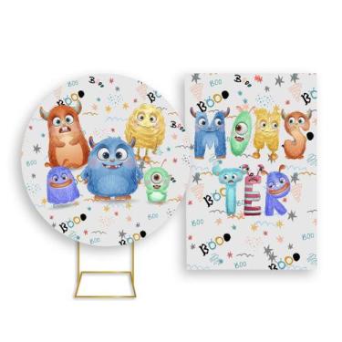 Imagem de Painel De Festa Redondo 1,50x1,50 + Painel Vertical 1,50x2,20 - Monstr
