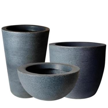 Imagem de Kit de 3 Vasos para Planta grafiato de Polietileno para Decoração de J