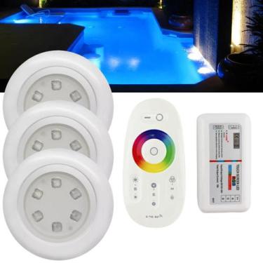 Imagem de Kit 3 Luminárias Led 12V De Piscina RGB 9W Com Controladora (Módulo Ce