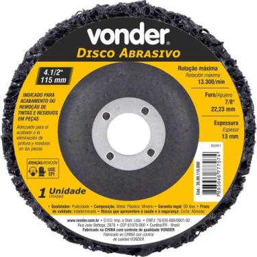 Imagem de Disco Abrasivo 4.1/2" Furo de 7/8" VONDER
