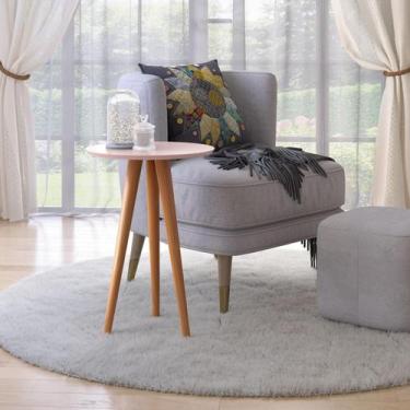 Imagem de Mesa Lateral rose Retrô Pés Palitos Em Madeira Maciça  - GKMOVEIS