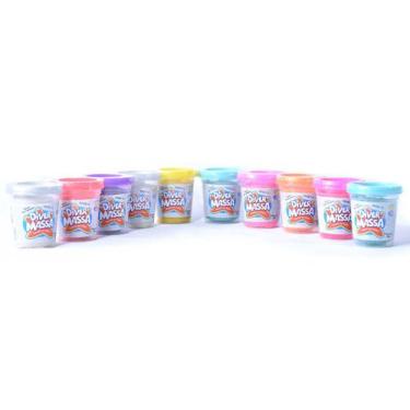 Imagem de Kit 10 Potes De Massinha Massa De Modelar Com Glitter - diver toys