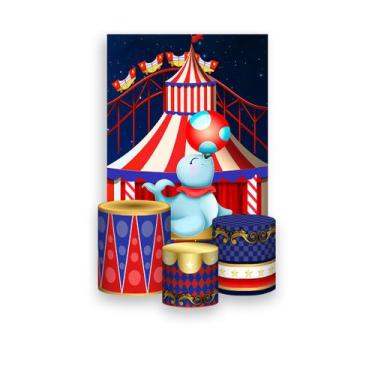 Imagem de Painel De Festa Vertical 1,50 x 2,20 + Trio De Capas Cilindro - Circo 