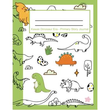 Imagem de Kawaii Dinosaur Era - Primary Story Journal: Dinosaur Primary Story Journal, Dinosaur Composition Book for Kids, 120 pages, 8.5x11 in. Primary Ruled Pages with Picture Space