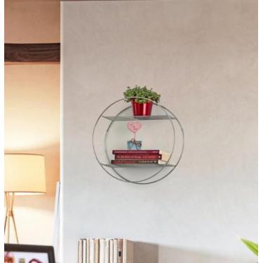 Imagem de Prateleira Redonda Nicho Decorativo Kit Bucha Fácil Instalação Aço Cro
