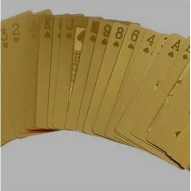 Imagem de BARALHO DOURADO OURO 24K PROVA DE ÁGUA POKER TRUCO CARTAS JOGOS