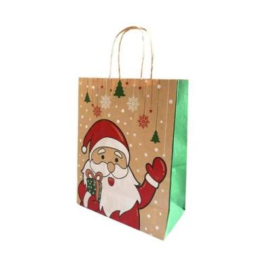 Imagem de Kit 10 Sacola Santa Claus Presente De Natal 20x15x25cm - DB, Kraft Nat