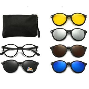 Imagem de Óculos de Grau + 5 Lentes Clip On Sol Solar Polarizada 2285A - Vinkin,