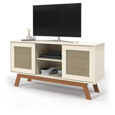 Imagem de Rack Buffet Duas Portas De Correr Rattan - Pés Em Madeira - Ofertamo, 