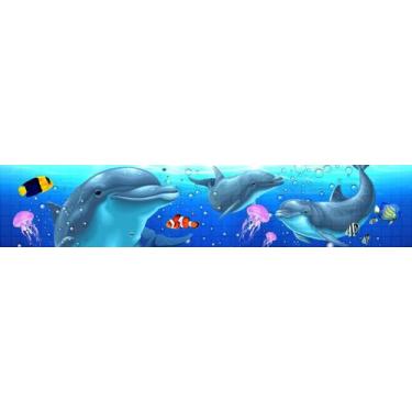 Imagem de Adesivo Piscina Faixa 100x20cm Golfinho Kit 15 Unidades - Resitank