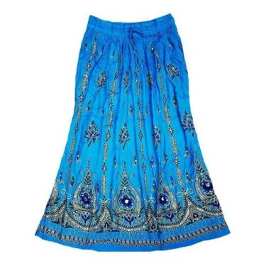 Imagem de Saia Indiana Cigana de Lantejoula - Azul Escuro GG - Neha, G, Azul