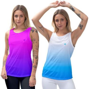 Imagem de Kit 2 Blusa Cavada Regata Feminina Moda Fitness Musculação Corrida Aca