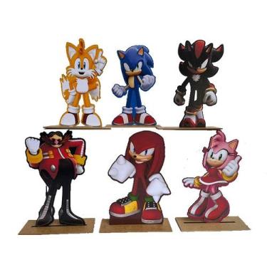 Imagem de Kit Display de Mesa 6 Peças Para Festa Sonic MDF - Juju Brasil
