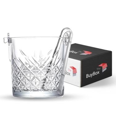 Imagem de the mask el turko Balde de gelo de vidro com alça e pinça, conjunto de balde de vidro, baldes para Rakı, Whisky, churrascos, festas, bares, clubes (1,1 litro/1,048 g)