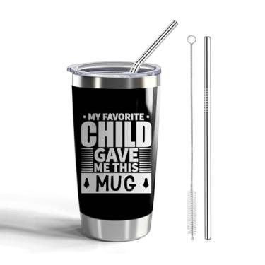 Imagem de Copo de aço inoxidável Mama Gift Mom 590 ml com tampa e canudo para mãe copos isolados da filha presentes de Dia das Mães (criança favorita de fuga)