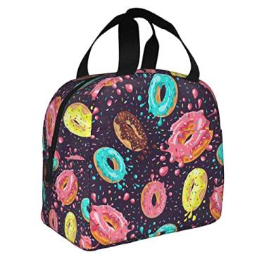 Imagem de VOOHDDY Lancheira com isolamento térmico Donut Splash, para homens, mulheres, reutilizável, à prova d'água, portátil, térmica, para trabalho, escritório, piquenique, praia, viagens