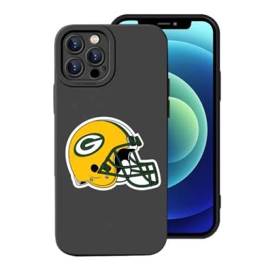 Imagem de Capa com design de futebol para fãs de Green Bay compatível com iPhone 13 Pro, capa protetora de rúgbi de TPU macio de ajuste fino para 13 Pro de 6,1 polegadas, Packer