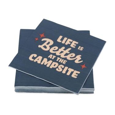 Imagem de Camco Guardanapos de papel Life is Better at The Campsite |Azul escuro | 15 x 15 cm | 30 Count (53496)