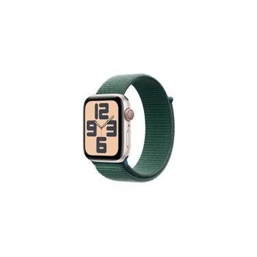 Imagem de Apple Watch SE GPS + Cellular, Caixa Estelar de Alumínio de 44 mm, Pulseira Loop Esportiva Verde-Lago - MXGV3BE/A