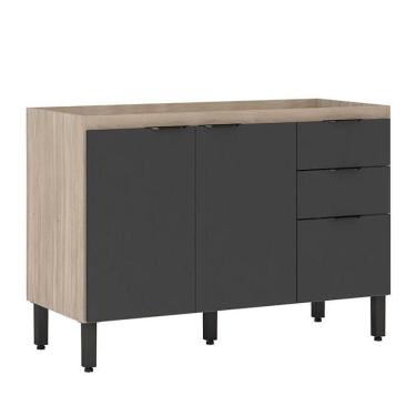 Imagem de Balcão Firenze Pia 120cm 3 Portas 2 Gavetas Avena Grafito Sem Tampo - Demóbile Avena Grafito