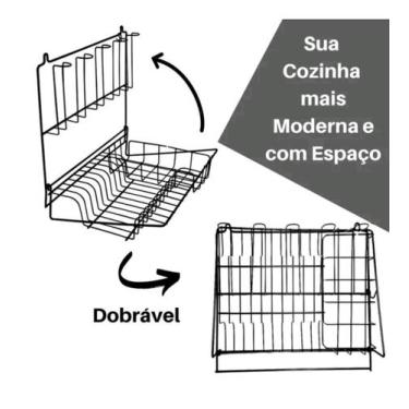 Imagem de Escorredor Louça De Parede Dobrável Preto 10 Pratos 5 Copos - Csk Aram