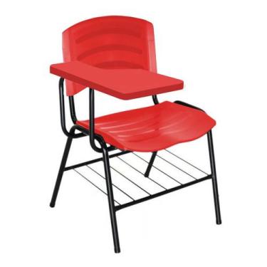 Imagem de Cadeira Universitária Plástica com Prancheta PLÁSTICA - COR VERMELHO -