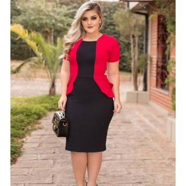 Imagem de Vestido Plus Size Peplum Blazer Moda Feminina Evangélica - Miss Flower