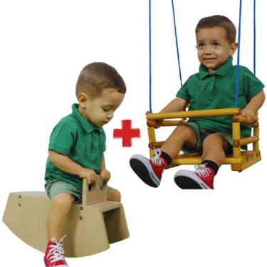 Imagem de Gangorra Cavalinho Montessorian + Cadeirinha De Balanço Infantil - Laf