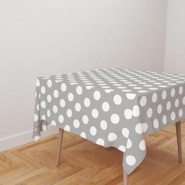Imagem de Toalha De Mesa Quadrada 4 Lugares Tecido Oxford Poá Cinza TL209 - 140x