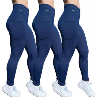 Imagem de Kit 3 Legging Suplex Poliamida C/ Bolso Lateral Corrida - ElementFit, 