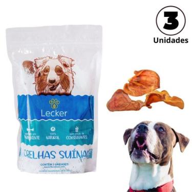 Imagem de Petisco Para Cães Natural Desidratado Mordedor Lecker Orelha Suína