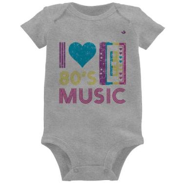 Imagem de Body Bebê I love 80's music - Foca na Moda, Cinza, M