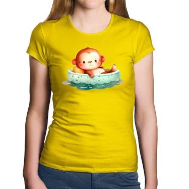 Imagem de Baby Look Algodão Ursinho Bebê Na Piscina  - Foca na Moda, Amarelo, GG