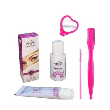Imagem de Tintura Para Sobrancelha Cilios Magike Profissional Kit Navalha Espelh