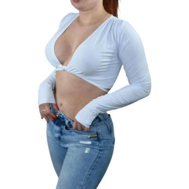 Imagem de Blusinha Cropped Fitness Decotado Manga Longa Sinta-se Poderosa - Fana