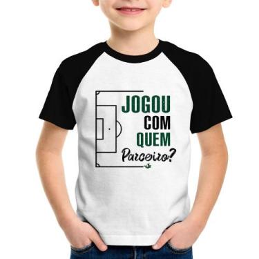 Imagem de Camiseta Raglan Infantil Jogou com quem parceiro - Foca na Moda, Branc